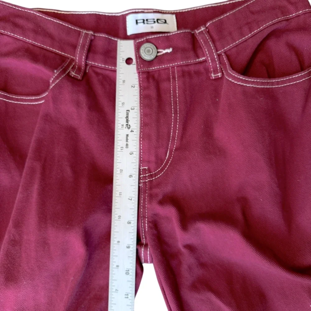 RSQ Women'sSize 26 Low Rise Wide Leg Cargo Jeans Garnet Baggy Y2K
